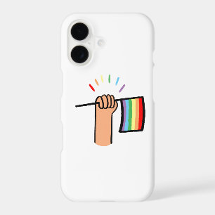 Hand Drawn Hand Waving a Rainbow Flag