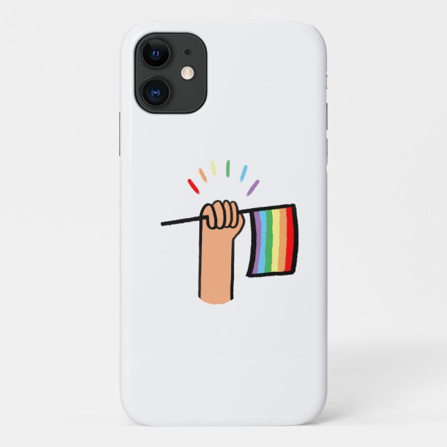 Hand Drawn Hand Waving a Rainbow Flag Case-Mate iPhone Case (Back)