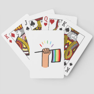 Hand Drawn Hand Waving a Rainbow Flag Playing Cards