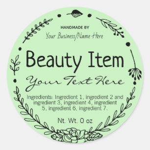 Hand Drawn Handmade Beauty Skin Care Business Classic Round Sticker