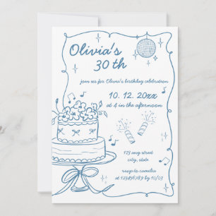 Hand Drawn Handwritten Scribble Birthday Invitation