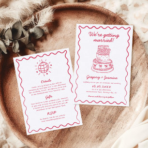 Hand Drawn Handwritten Whimsical Red Wedding Invitation