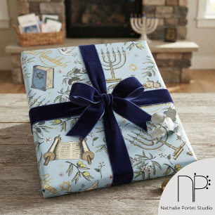 Hand-Drawn Hanukkah Menorah Wrapping Paper