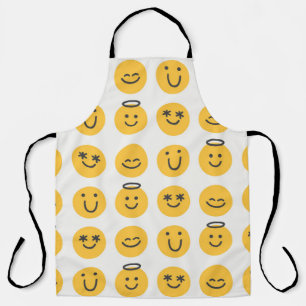 Hand Drawn Happy Emoji Pattern Apron