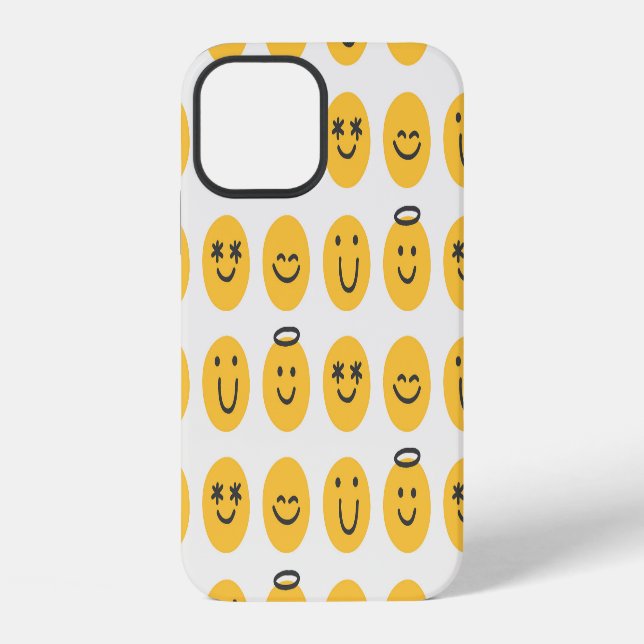 Hand Drawn Happy Emoji Pattern iPhone Case (Back)
