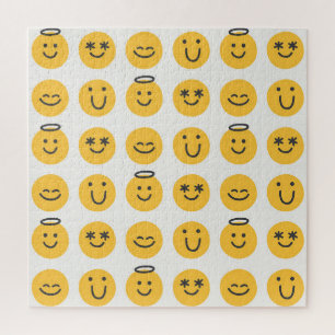 Hand Drawn Happy Emoji Pattern Jigsaw Puzzle
