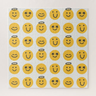 Hand Drawn Happy Emoji Pattern Jigsaw Puzzle