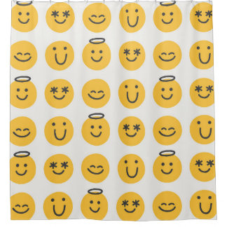 Hand Drawn Happy Emoji Pattern Shower Curtain