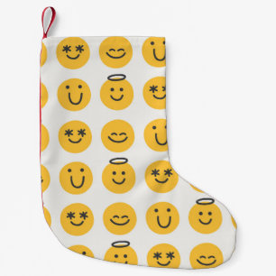 Hand Drawn Happy Emoji Pattern Small Christmas Stocking