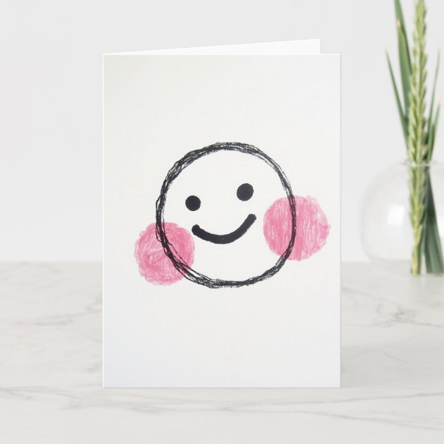 Hand Drawn Happy Face Art Card (Front)