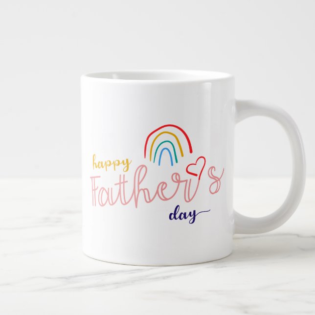 Hand-Drawn Happy Father's Day Pride Rainbow Large Coffee Mug (Right)