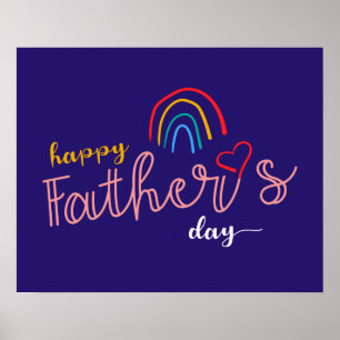 Hand-Drawn Happy Father's Day Pride Rainbow Poster