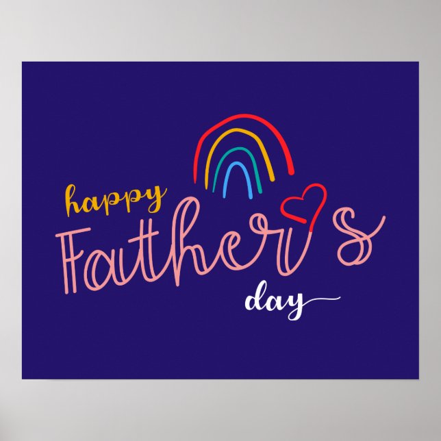 Hand-Drawn Happy Father's Day Pride Rainbow Poster (Front)
