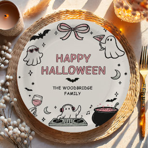 Hand Drawn Happy Halloween Paper Plate