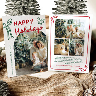 Hand Drawn Happy Holidays Arch Photo Christmas Holiday Card