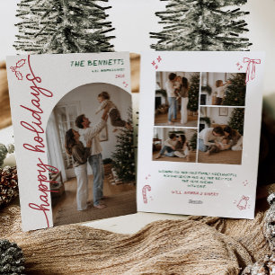 Hand Drawn Happy Holidays Arch Photo Christmas Holiday Card