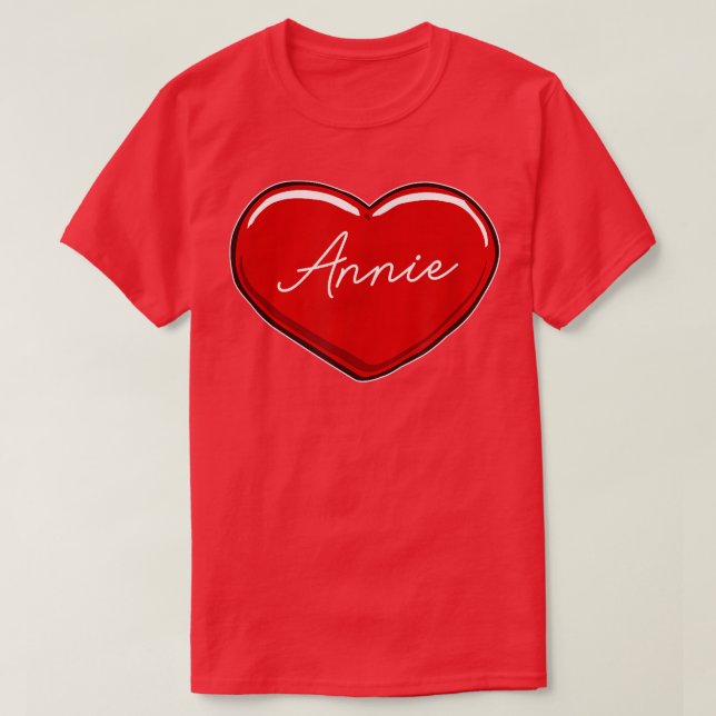 Hand Drawn Heart AnnieFirst Name Hearts I Love Ann T-Shirt (Design Front)