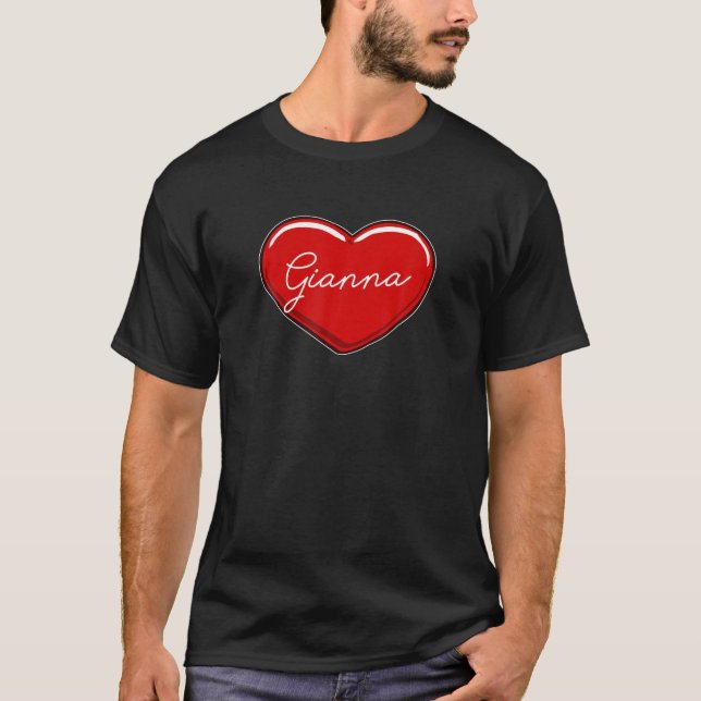 Hand Drawn Heart Gianna - First Name Hearts I Love T-Shirt (Front)