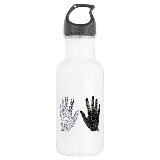 Hand Drawn Heart Hands 532 Ml Water Bottle (Front)