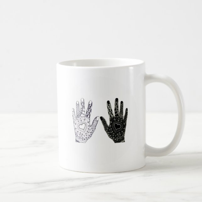 Hand Drawn Heart Hands Coffee Mug (Right)