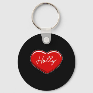 Hand Drawn Heart Holly - First Name Hearts Love Key Ring