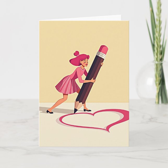 Hand Drawn Heart Love Card (Front)