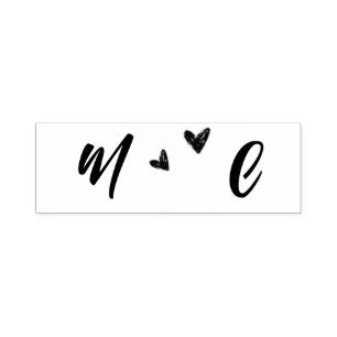 Hand Drawn Heart Name Initials Self-inking Stamp