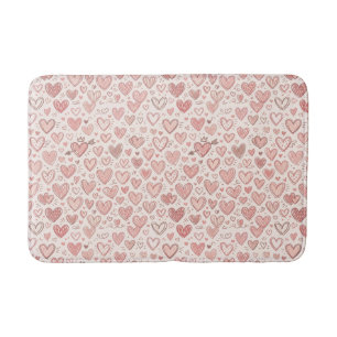 Hand-Drawn Heart Pattern Bath Mat
