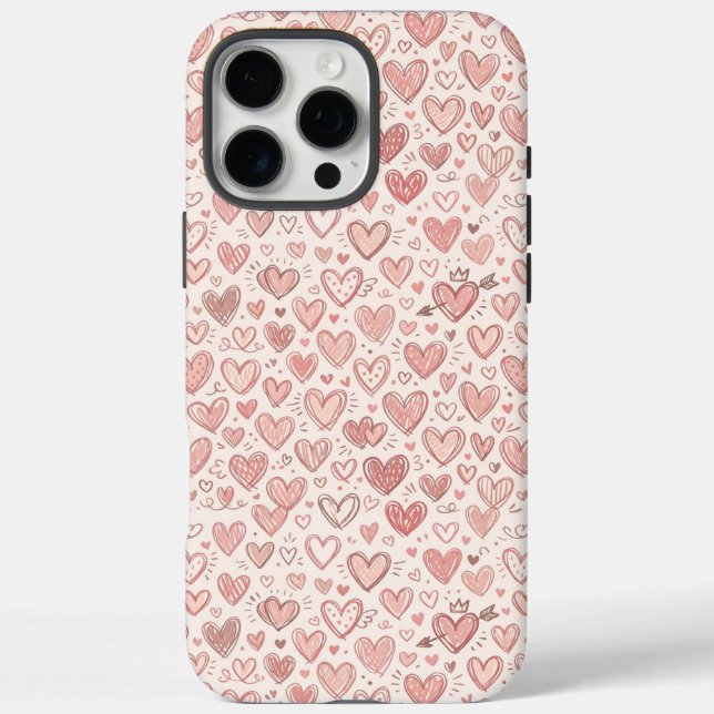Hand-Drawn Heart Pattern Case-Mate iPhone Case (Back)