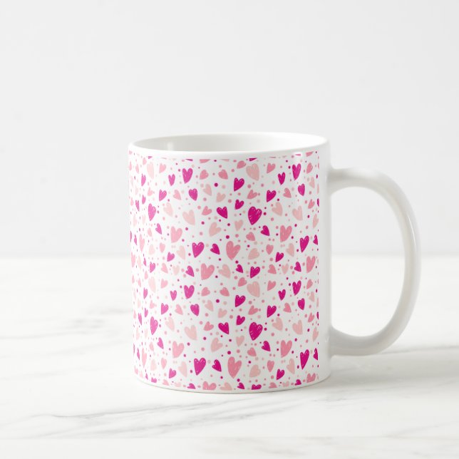 Hand-Drawn Heart Pattern  Coffee Mug (Right)