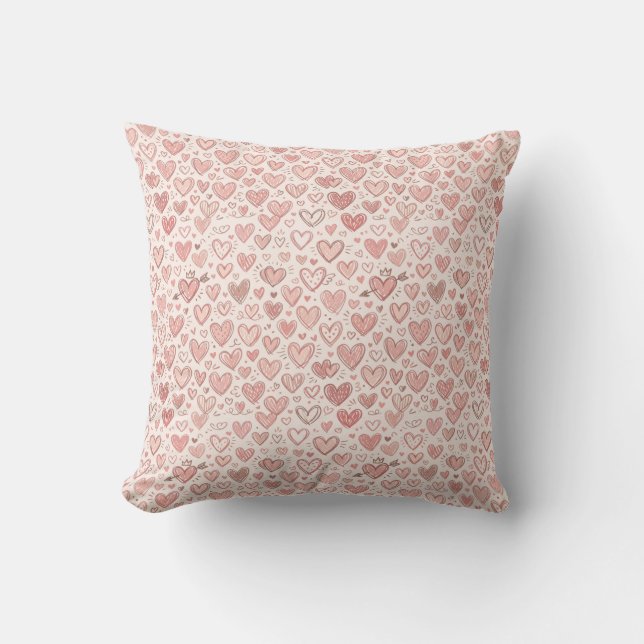 Hand-Drawn Heart Pattern Cushion (Front)