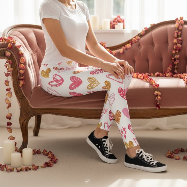 Hand Drawn Heart Pattern ID470 Leggings (Creator Uploaded)