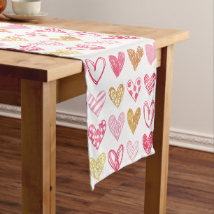 Hand Drawn Heart Pattern ID470 Short Table Runner