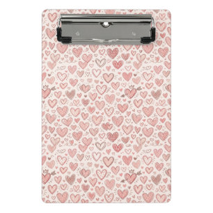 Hand-Drawn Heart Pattern Mini Clipboard