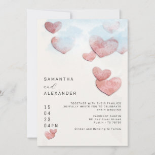 Hand Drawn Heart Romantic Intimate Wedding Invitation
