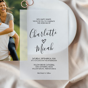 Hand Drawn Heart Romantic Modern Simple Wedding Vellum Invitations