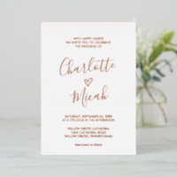 Hand Drawn Heart | Rose Gold Foil Text Wedding