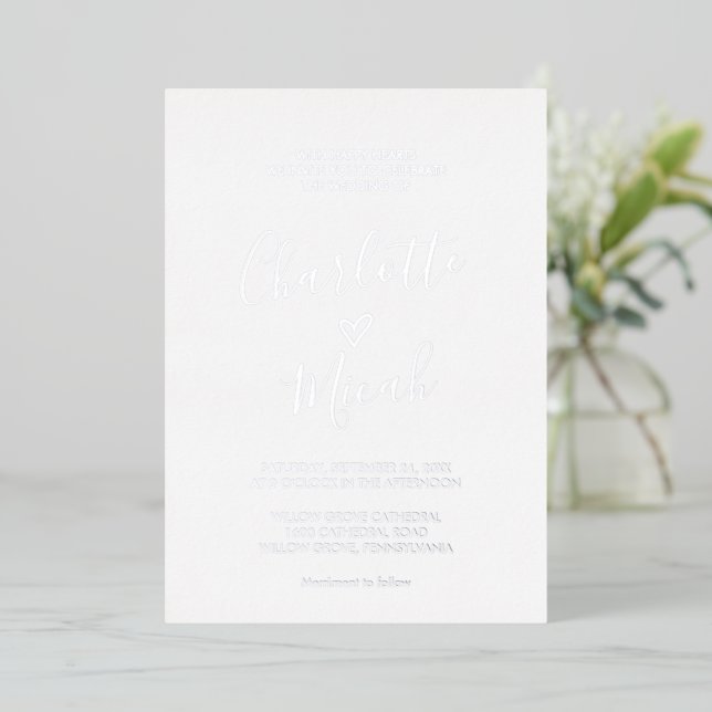 Hand Drawn Heart | Silver Foil Text Wedding (Standing Front)