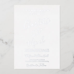 Hand Drawn Heart   Silver Foil Text Wedding 