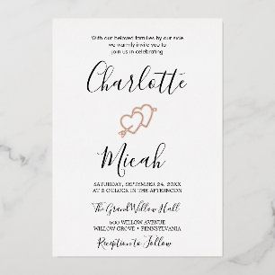 Hand Drawn Heart   Silver Foil Wedding