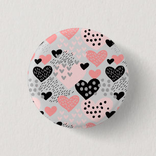 Hand Drawn Hearts and Dots Pattern ID471 3 Cm Round Badge