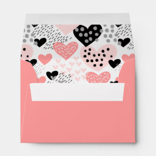 Hand Drawn Hearts and Dots Pattern ID471 Envelope