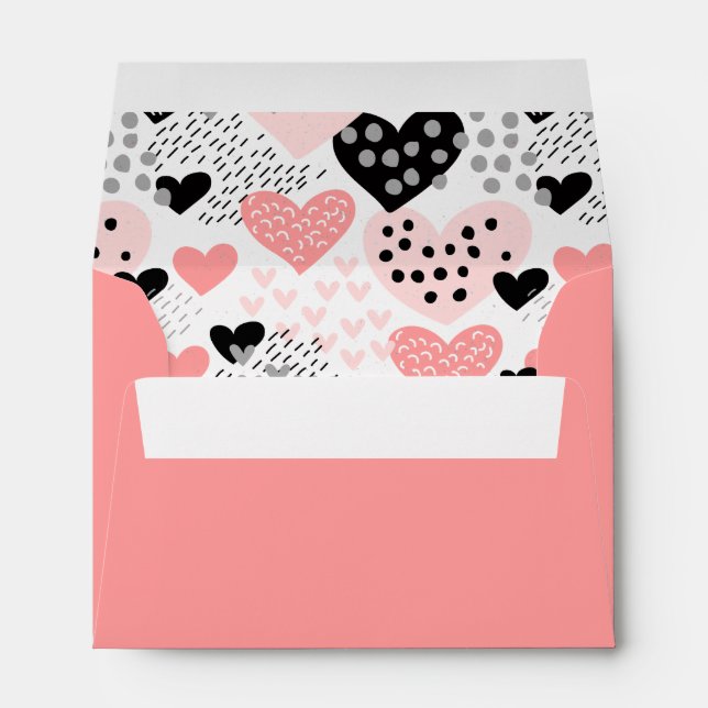 Hand Drawn Hearts and Dots Pattern ID471 Envelope (Back (Bottom))