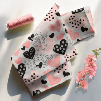 Hand Drawn Hearts and Dots Pattern ID471 Fabric
