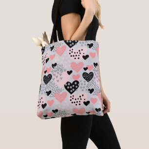 Hand Drawn Hearts and Dots Pattern ID471 Tote Bag