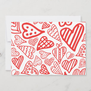 "Hand-Drawn Hearts Design   Whimsical and Romantic Holiday Card