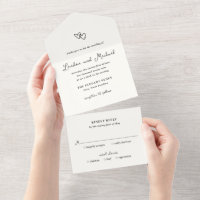 Hand Drawn Hearts Doodle Modern Wedding
