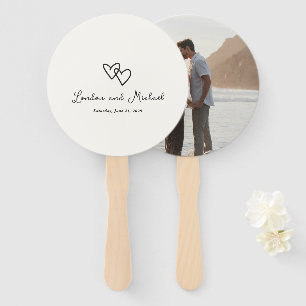 Hand Drawn Hearts Doodle Modern Wedding Hand Fan
