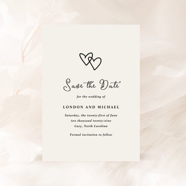 Hand Drawn Hearts Doodle Modern Wedding Save The Date (Creator Uploaded)
