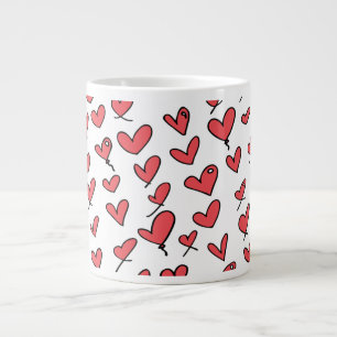 Hand Drawn Hearts Large Coffee Mug